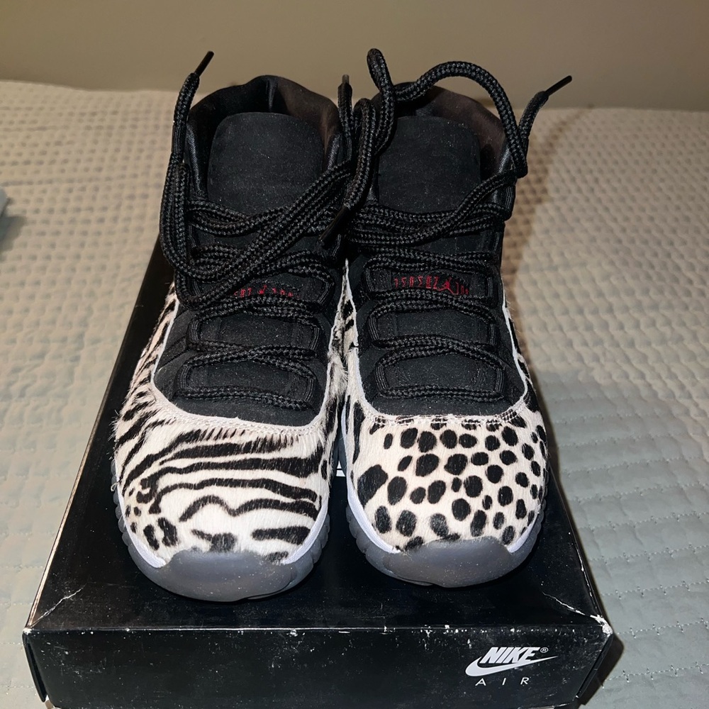 Jordan Black and White Animal Print Sneakers